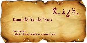 Komlós Ákos névjegykártya