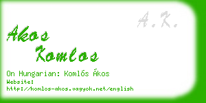 akos komlos business card